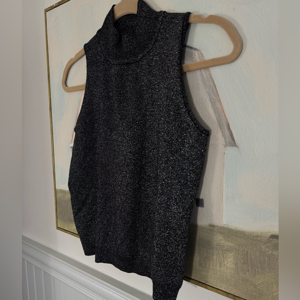 MINNIE ROSE Viscose Lurex Button Cardigan & Shell Set Black Sparkle Size Medium - Picture 8 of 8